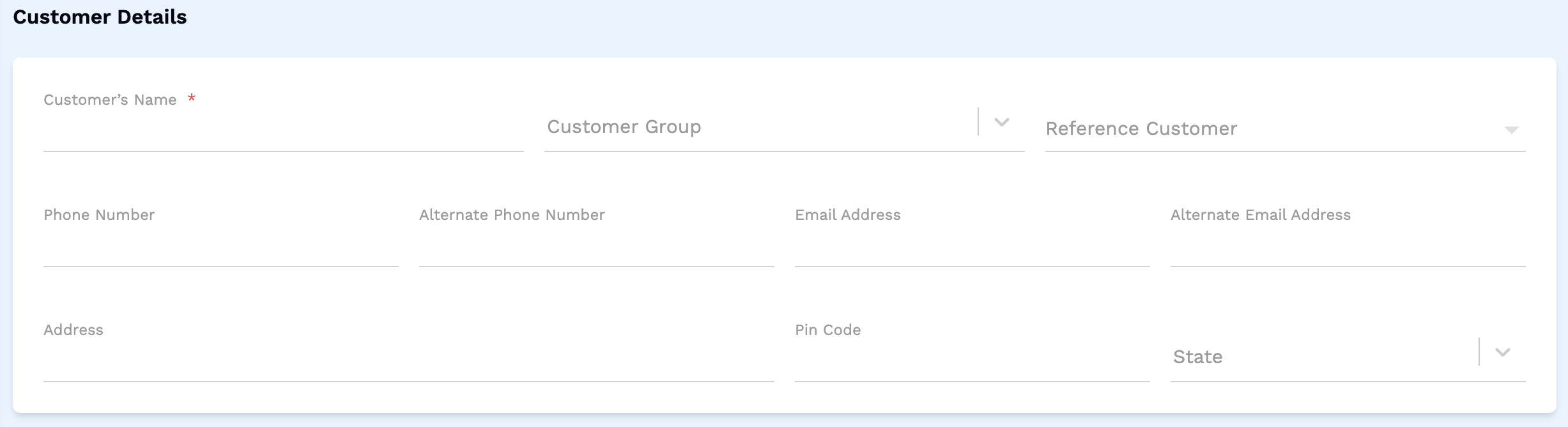 Customer Details Customer Details
