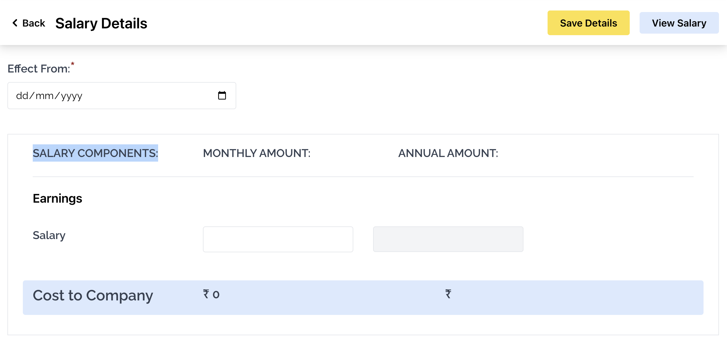 Add/Edit Salary Details Add/Edit Salary Details