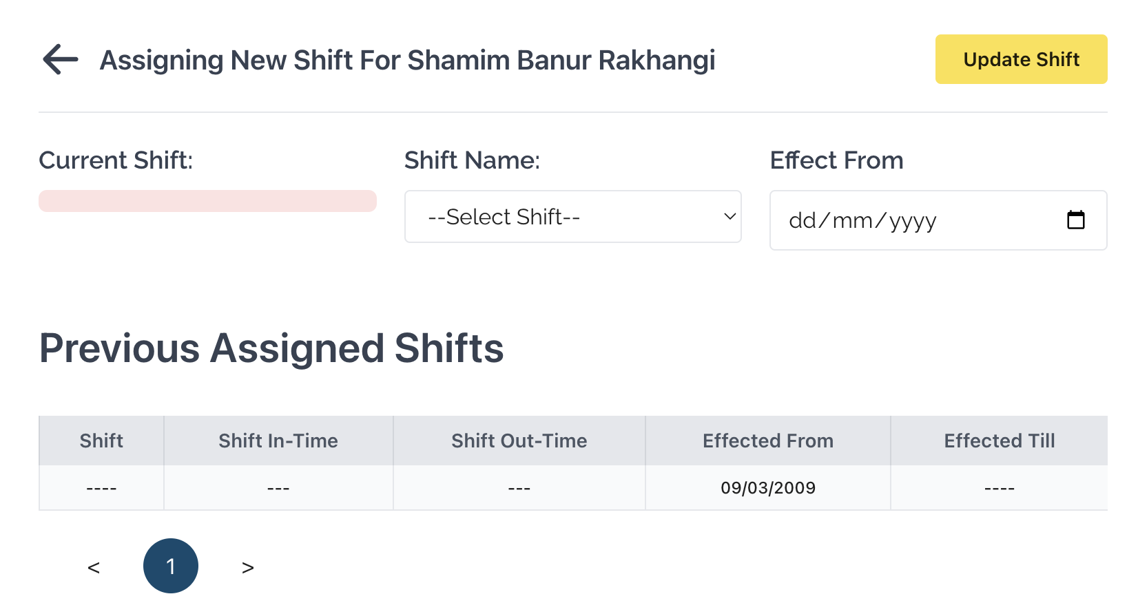Assign New Shift Assign New Shift
