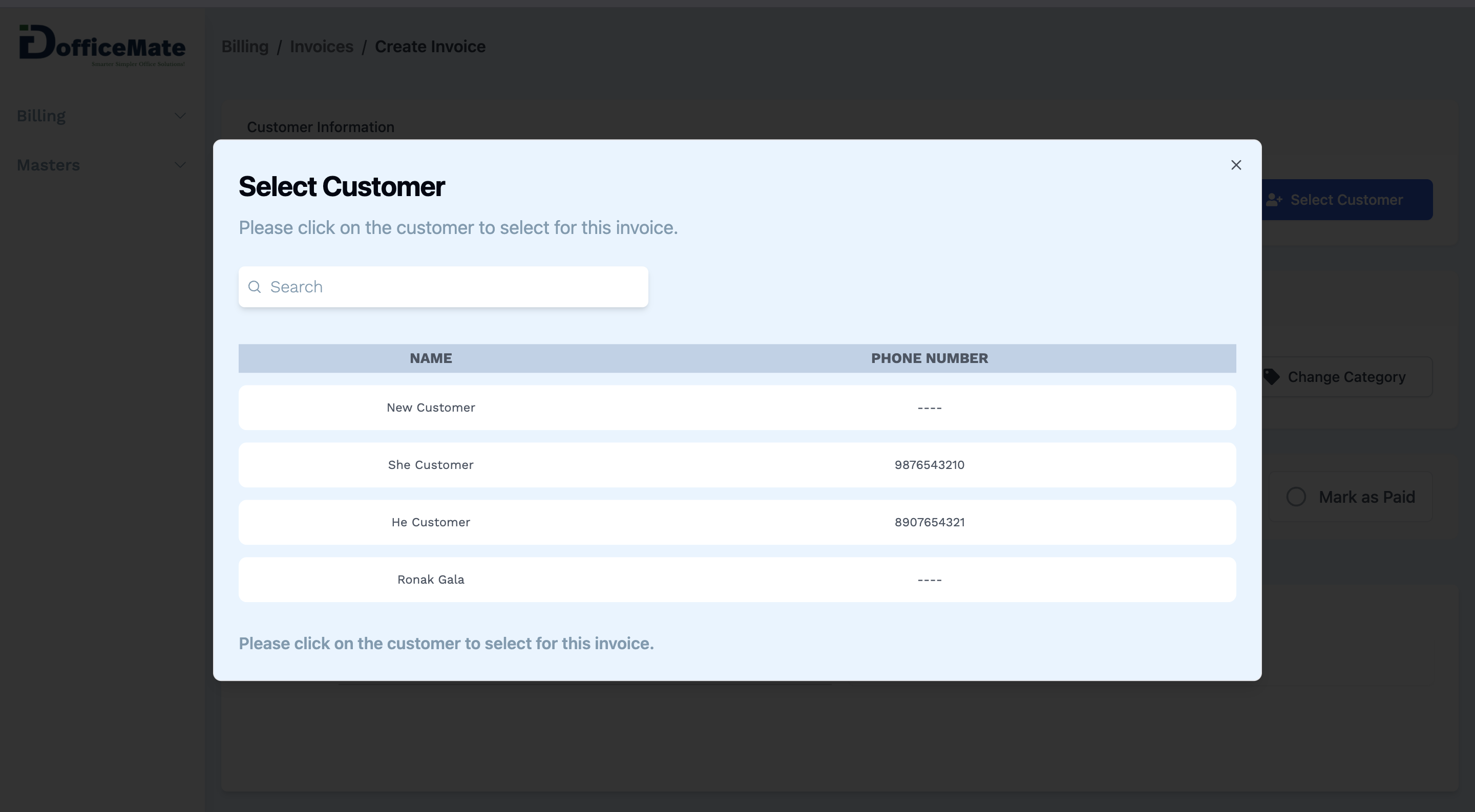 Select Customer Select Customer