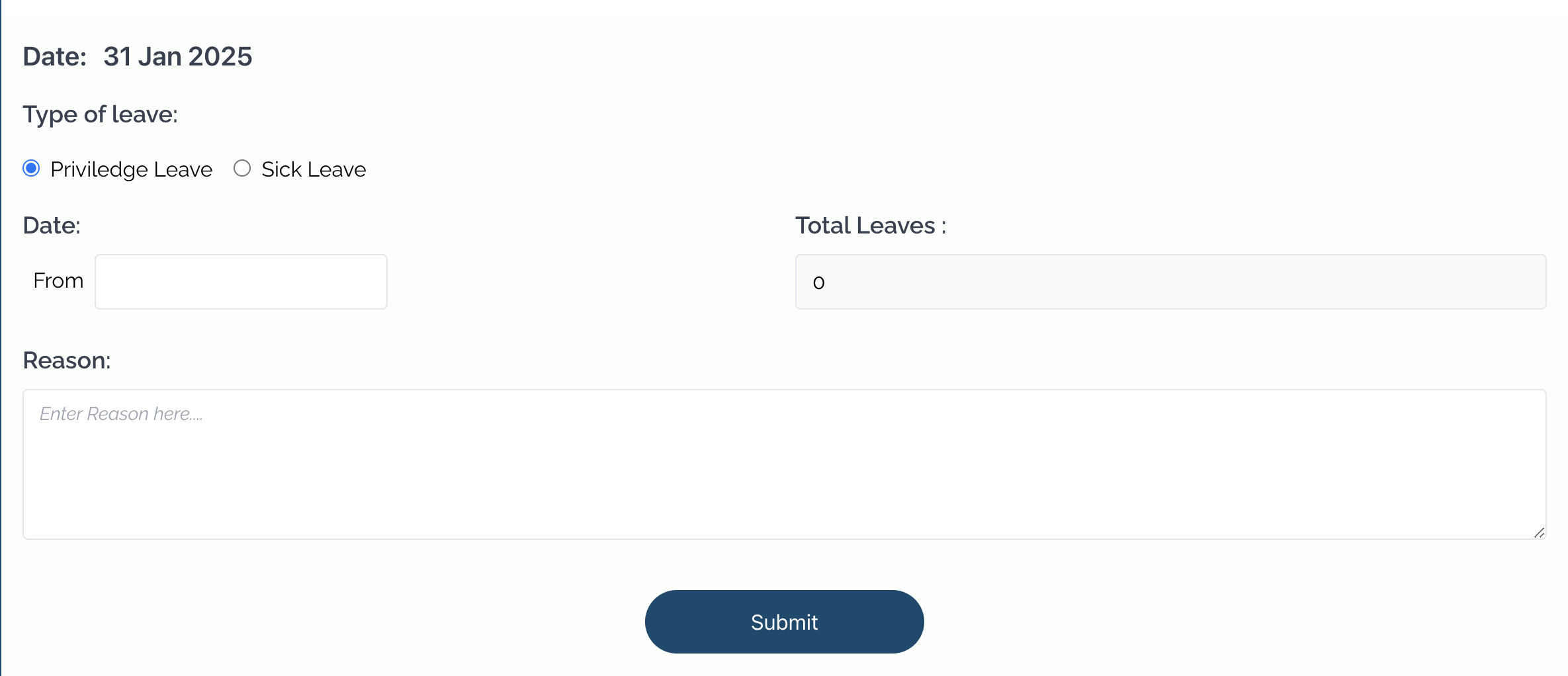 Priveledge Leave Apply for a Priveledge Leave